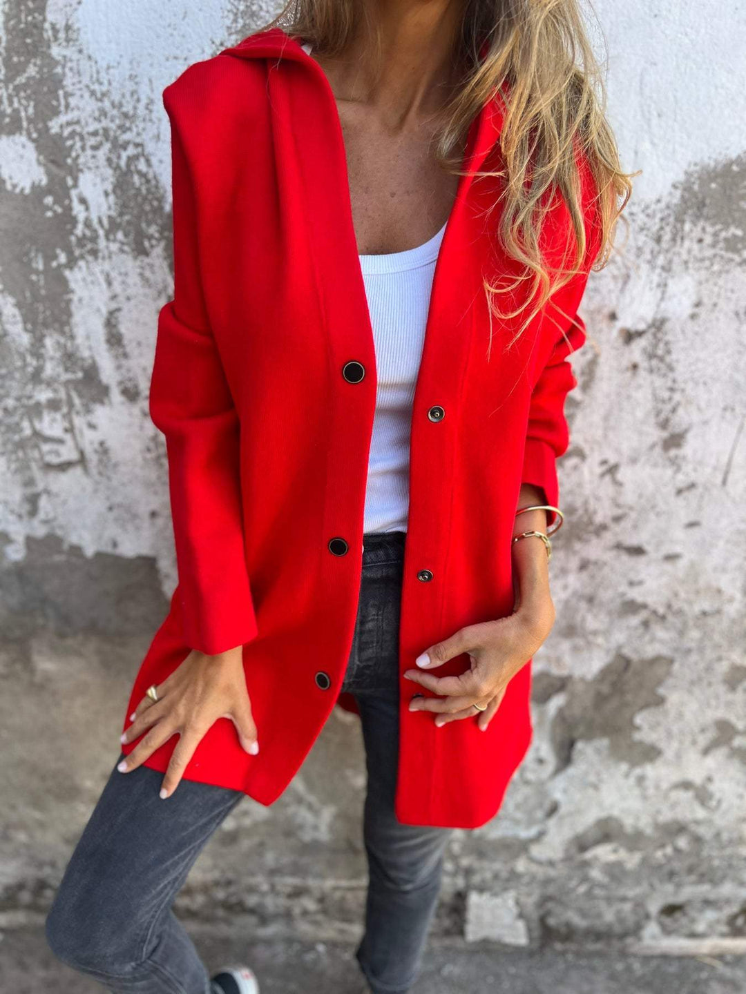 Adriana - Cardigan à boutons et capuche